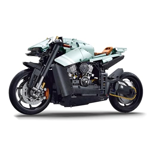 Technik Motorrad Baukasten, 1:5 Sportwagen Motorrad DIY Baukasten, 2176 PCS Superbike Spielzeug Modellbaukasten, Konstruktionsspielzeug Geschenk für Erwachsene und Teenager von Fuleying