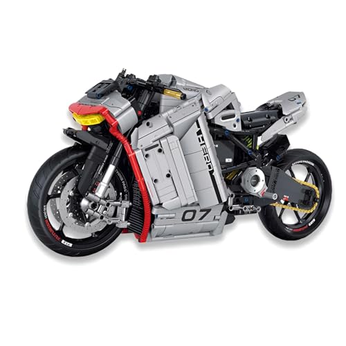 Technik Motorrad Baukasten, 1:5 Sportwagen Motorrad DIY Baukasten, 2268PCS Superbike Spielzeug Modellbaukasten, Konstruktionsspielzeug Geschenk für Erwachsene und Teenager von Fuleying