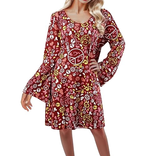 Fulidngzg Hippie Kleidung Damen Set mit Hippie Oberteil Schlaghose Damen Accessoires 60er 70er Bekleidung Damen Hippie Kostüm Damen Disco Outfit 70er Mode Flower Power Kleidung Damen Faschingskostüm von Fulidngzg