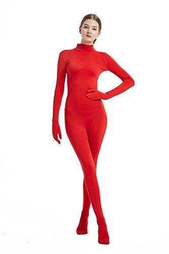 Full Bodysuit Damen-Kostüm ohne Kapuze, Spandex, Zentai Unitard-Body, Rot/Ausflug, einfarbig (Getaway Solids), XL von Full Bodysuit