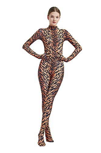 Full Bodysuit Damen-Kostüm ohne Kapuze, Spandex, Zentai Unitard-Body, tiger, S von Full Bodysuit