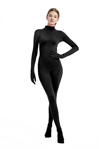 Full Bodysuit Damen Kostüm ohne Kapuze Spandex Zentai Einteiler Body Suit, Schwarz, S von Full Bodysuit