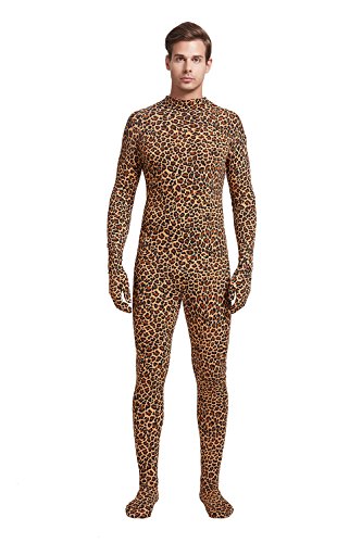 Full Bodysuit Unisex-Kostüm für Erwachsene, ohne Kapuze, Spandex, Stretch, Zentai-Einteiler, Body, Leopard, XXL von Full Bodysuit