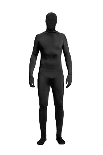 Full Bodysuit Mit Reißverschluss-Helfer, Uni, Spandex, Stretch, Erwachsenenkostüm, Zentai, verschwindender Mann, Bodysuit, Schwarz, Größe XXL von Full Bodysuit