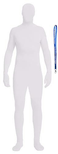 Full Bodysuit Zentai-Body mit Reißverschluss, Uni, Spandex, Stretch, Erwachsenenkostüm, Weiss/opulenter Garten, XXL von Full Bodysuit