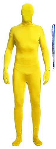 Full Bodysuit Zentai-Body mit Reißverschluss, Uni, Spandex, Stretch, Erwachsenenkostüm, Gelbe Farbe., M von Full Bodysuit