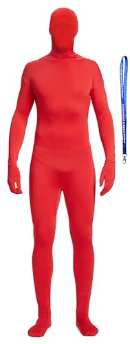 Full Bodysuit Zentai Kostüm mit Reißverschluss, Uni, Spandex, Stretch, für Erwachsene, Body (Rot, Größe XL) von Full Bodysuit