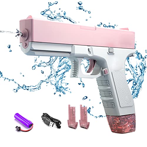 Elektrische Wasserpistole Kinder Erwachsene, 434+58ml Große Kapazität Wasserpistole, Max Range 32ft Wasserpistole Elektrisch,Wasserspritzpistole, Wasser Pistole Elektronische (Rosa-58ml) von Fulluky