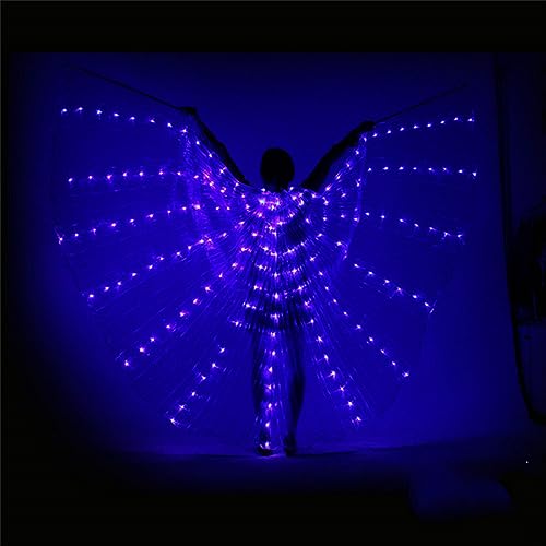 LED Schmetterlingsflügel Feenflügel für Erwachsene, Light Isis Flügel Bauchtanz Engelstanz Flügel, Leuchtende Performance-Kleidung für Halloween und Weihnachtsfeiern (Blau) von Fulluky