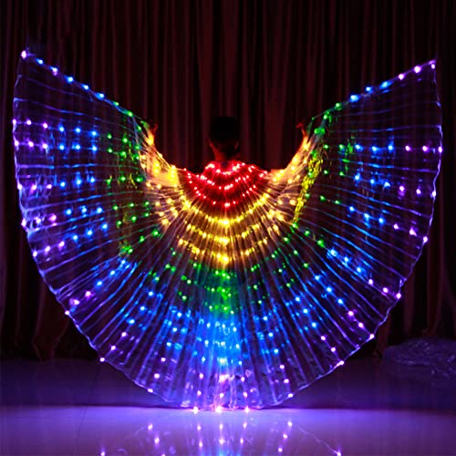 LED Schmetterlingsflügel Feenflügel für Erwachsene, Light Isis Flügel Bauchtanz Engelstanz Flügel, Leuchtende Performance-Kleidung für Halloween und Weihnachtsfeiern (Bunt) von Fulluky