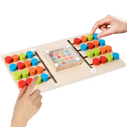 Doppelt Activity Board für Kinderspielzeug Montessori Spielzeug ab 3 4 5 6 7 8 Jahre Junge Mädchen: Holzspielzeug Lernspiele Labyrinth Schiebepuzzle-Brett, Farbsortierung Motorikspielzeug Logikspiel von Fullware