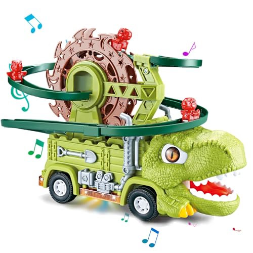 Fullware Dinosaurier Spielzeug ab 3 4 5 6 Jahre,Truck Spielzeug Autos,Auto Spielzeug mit intelligenter Hindernisvermeidung und 3-Positionen-Licht- und Musiksteuerung,Dino Geschenk von Fullware