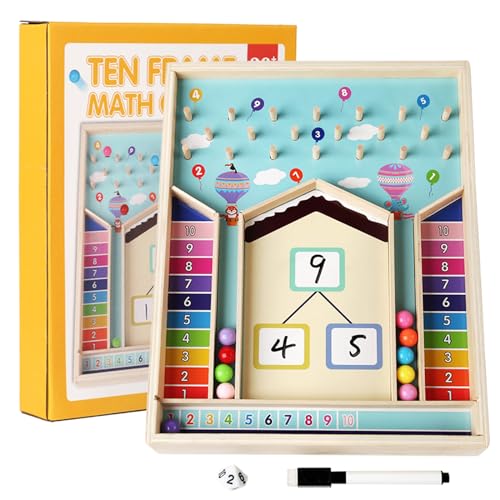 Fullware Mathematik Lernspielzeug - Zusammensetzen und Aufteilen von Zahlen bis 10 mit Kugeln, Montessori Holzspielzeug ab 3 4 5 6 Jahre - Rechnen Lernen 1. 2. Klasse - Geschenke für Jungen Mädchen von Fullware