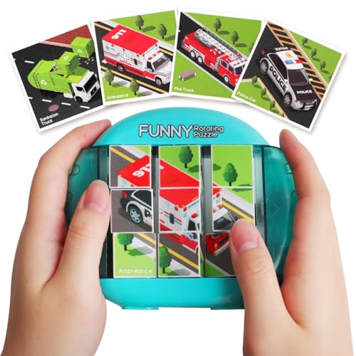 Flugzeug Autofahrt Hochzeit Beschäftigung Fidget Toys Kinder 4 in 1 Puzzle Geduldspiele Lernspielzeug Motorikspielzeug ab 1 2 3 4 5 6 Restaurant Reisespiele Geschenk Junge Mädchen-Spezialfahrzeug von Fullware