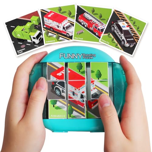 Flugzeug Autofahrt Hochzeit Beschäftigung Fidget Toys Kinder 4 in 1 Puzzle Geduldspiele Lernspielzeug Motorikspielzeug ab 1 2 3 4 5 6 Restaurant Reisespiele Geschenk Junge Mädchen-Spezialfahrzeug von Fullware