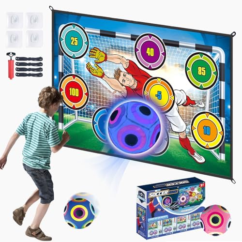 Fußball Spielset für Kinder Fussball Geschenke Jungen 3 4 5 6 7 8 9 10 Jahre, Fussballtore für Garten Kinder Indoor Outdoor, Weich Flanell Fußballtore, Fußball mit Klettbällen Spielzeug Fussball Dart von Fullware