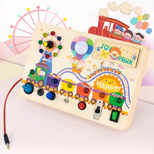 Montessori Busy Board Lernspielzeug Jungen und Mädchen Holzspielzeug mit LED fördert von Fullware