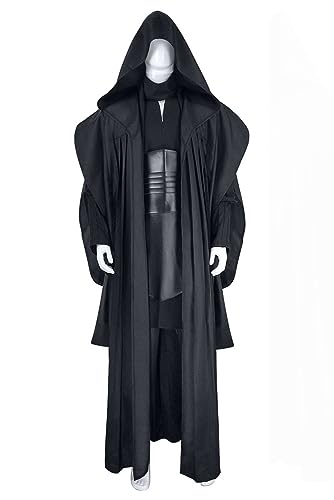 Fuman Darth Maul Cosplay Kostüm Set Schwarzer Jedi Umhang Halloween Karneval Komplettkostüm von Fuman