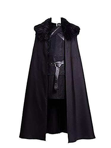 Fuman Jon Snow Kostüm Cosplay Outfit Umhang Full Set GOT Verkleidung Halloween Karneval Weihnachten Kostüm Schwarz von Fuman