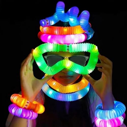 FumyFumy Knicklichter Party Set Leuchtstäbe Pop Tubes, Mitgebsel Kindergeburtstag Gastgeschenke Leuchtstäbe Neon Kinder Fidget Toys Party Deko LED Leuchtstab Glow Sticks Festival Spielzeug 12Pcs von FumyFumy