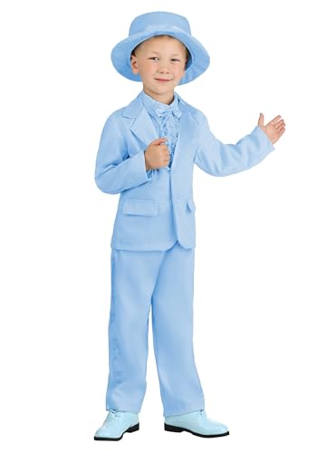 Blaues Smoking-Kostüm für Jungen, klassisches Halloween-Kostüm, scharf aussehender Zylinder für Kinder, Ultraleichtes Blau, 4 Jahre von Fun Costumes