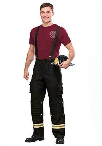 Firefighter Uniform Fancy Dress Costume Adult Mens, Fire Captain Black Suspenders Hot Halloween Party Outfit X-Large von Fun Costumes