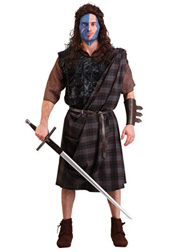 Men's Braveheart William Wallace Fancy Dress Costume with Tunic, Kilt, Sash, Chest Armour, Belt and Gauntlet X-Large von Fun Costumes