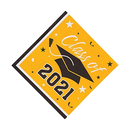 CONGRAT Grad 2021 Yello Lunch NAPKIN50 - Partyzubehör - 50 Stück von Fun Express