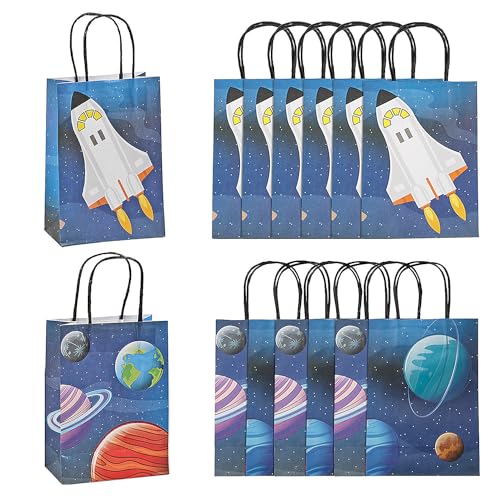 Fun Express 14209206 Space Party Kraftpapier-Geschenktüten – perfekt für Kindergeburtstage, Babypartys, Mehrfarbig, 6 1/2" x 3 1/4" x 9" von Fun Express