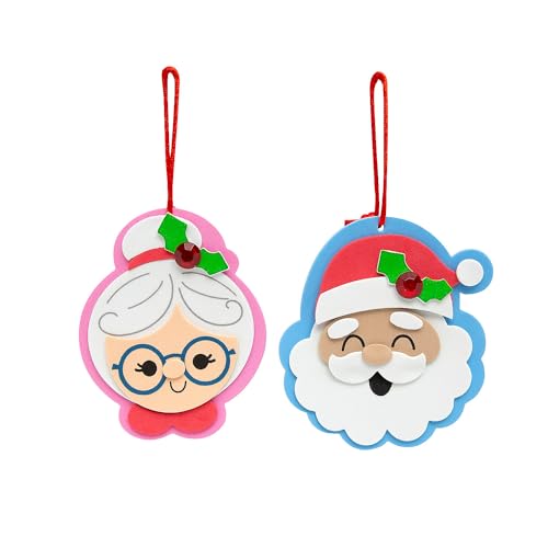 Fun Express 14324438 Verschiedene Designs Mr. & Mrs. Claus Weihnachtsschmuck Bastelset – (12 Stück), Mehrfarbig, 3-1,4" - 3-3,4" x 4" von Fun Express