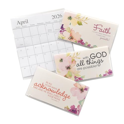 Fun Express 16,5 x 8,9 cm 2025–2026 Faith Aquarell-Taschenkalender mit Vinyleinband, 12 Stück von Fun Express