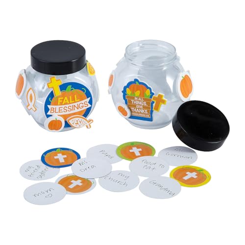 Fun Express 2 3/10.2 cm x 2 3/10.2 cm Fall Blessings Plastic Jar Craft Kit - Makes 12 von Fun Express