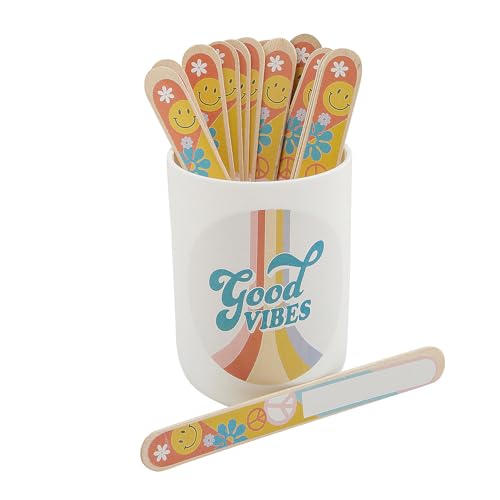 Fun Express 5 1/2 Zoll Retro Groovy Multicolor Holz Flip Namenssticks mit Tasse - 36 Stück von Fun Express