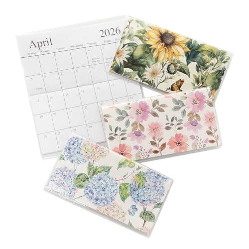 Fun Express 6 1/5.1 cm x 3 1/5.1 cm 2025-2026 Floral Pocket Calendar with Vinyl Cover - 12 Piece von Fun Express