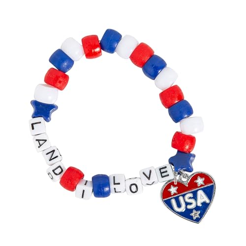 Fun Express Patriotic Land I Love Pony Perlenarmband Bastelset – ergibt 12 von Fun Express