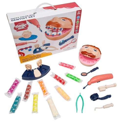 Fun Express Zahnarzt Spielknete Set für Kinder - Pretend Play Zahnarzt Knete Spielzeug - Zahnpflege-Spaß für Kinder, kreatives Lernen für Kinder, Zahn-Spielknete Set für junge angehende Zahnärzte von Fun Express