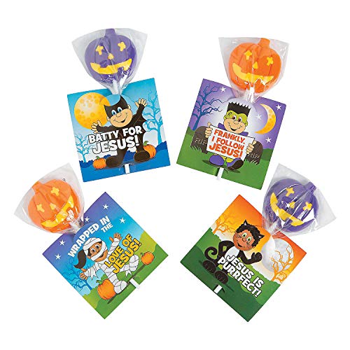 Little Boolievers Saugnäpfe mit Karten (24 einzeln verpackte Lutscher), Halloween-Partyzubehör von Fun Express