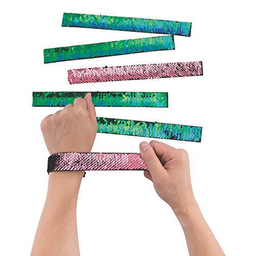 Meerjungfrau wendbare Flip-Pailletten-Armbänder – Set mit 12 Stück – Geburtstagsparty-Gastgeschenke für Mädchen jeden Alters, 24,1 cm, Baumwolle von Fun Express