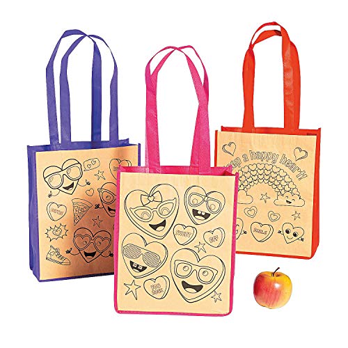 Oriental Trading 13936036 Colour Your Own Valentinstags-Tasche, mittelgroß, 12 Stück von Fun Express