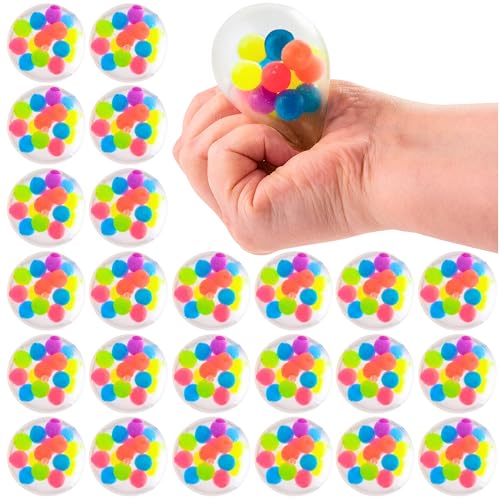 Quetsch-Bohnenkugeln aus Gummi,, 7,6 cm, lustiges und beruhigendes Design, perfekt für Stressabbau, Entspannung und Preise, 24 Stück von Fun Express