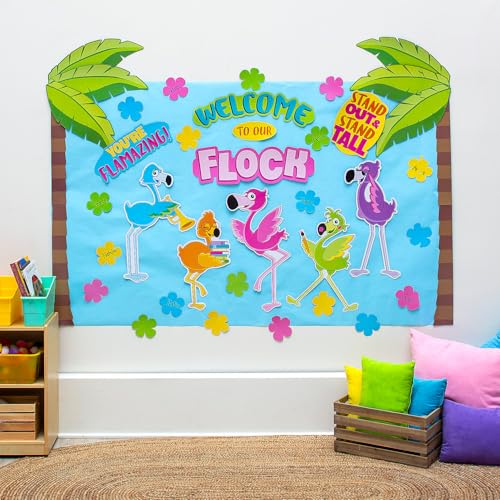 Willkommen bei unserem Flock Flamingo Klassenzimmer Pinnwand-Set - 56-teilig von Fun Express