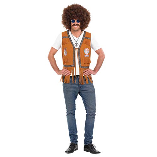 Fun Shack Braune Hippie Weste Herren, Hippie FransenWeste Damen Herren, Fransen Weste Hippie Herren, FransenWeste Hippie Kostüm Herren, Hippie Kleidung Herren L von Fun Shack