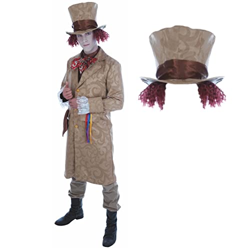 Fun Shack Mad Hatter Kostüm Herren, Verrückter Hutmacher Kostüm Herren, Der Hutmacher Kostüm Herren, Kostüm Hutmacher Herren, Hutmacher Kostüm Männer, Karneval Kostüm Herren - L von Fun Shack