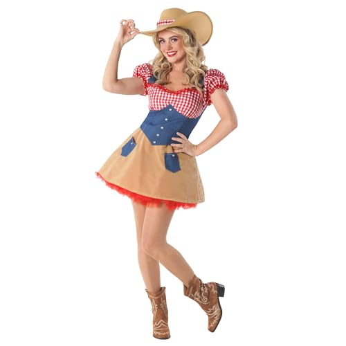 Fun Shack Cowgirl Kostüm Damen, Faschingskostüm Cowgirl Damen, Kostüm Cowboy Damen, Kostüm Damen Cowboy, Cowgirl Kleid Damen, Karneval Cowgirl Damen, Cowgirl Rock Damen, Fasching Cowgirl L von Fun Shack