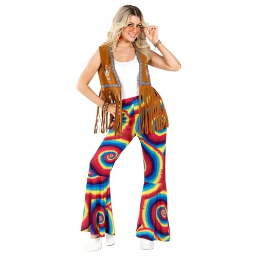 Fun Shack Karneval Hippie Schlaghose fuer Damen, Schlaghose Damen Bunt, Hippie Schlaghose Damen, Bunte Schlaghose, Hippie Hose Damen Karneval - S von Fun Shack