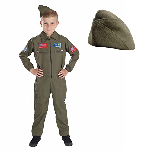 Fun Shack Kampfpilot Kostüm Kinder, Kostüm Kampfpilot Kinder, Kampfjet Pilot Kostüm Kinder, Kampfjet Kostüm Kinder, Kinderkostüm Pilot, Faschingskostüm Pilot Kinder, Soldaten Kostüm Kinder S von Fun Shack