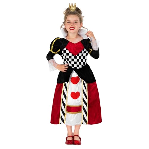 Fun Shack Herzkönigin Kostüm Kinder, Faschingskostüm Herzkönigin, Herzkönigin Alice Kostüm Kinder, Herzkönigin Kostüm Mädchen, Verkleidung Mädchen, Karneval Kinder Kostüme - L von Fun Shack