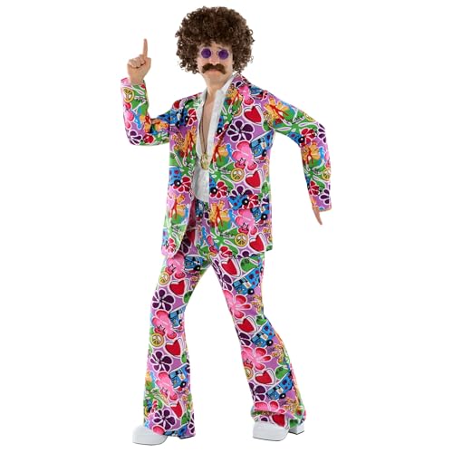 Fun Shack Hippie Kostüm Männer, Herren Kostüm Hippie, 70 er Jahre Kleidung, Kostüm Zeitreise Kostüm Herren, 70 Jahre Outfit Herren, Anzug 70er Jahre Herren - XL von Fun Shack