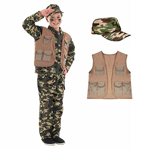 Fun Shack Militär Kostüm Kinder, Kostüm Militär Kinder, Kostüm Kinder Militär, Army Kostüm Kinder, Military Kostüm Kinder, Karneval Kostüm Kinder Soldat, Tarnanzug Kinder Jungen Größe S von Fun Shack