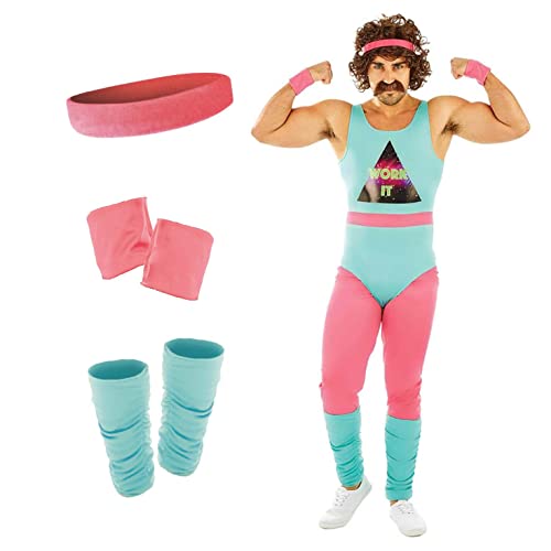 Fun Shack Mottowoche Kostüm, Mottoparty 80er Jahre Outfit, Rave Outfit Herren, Aerobic Kostüm Herren, Aerobic Anzug - M von Fun Shack